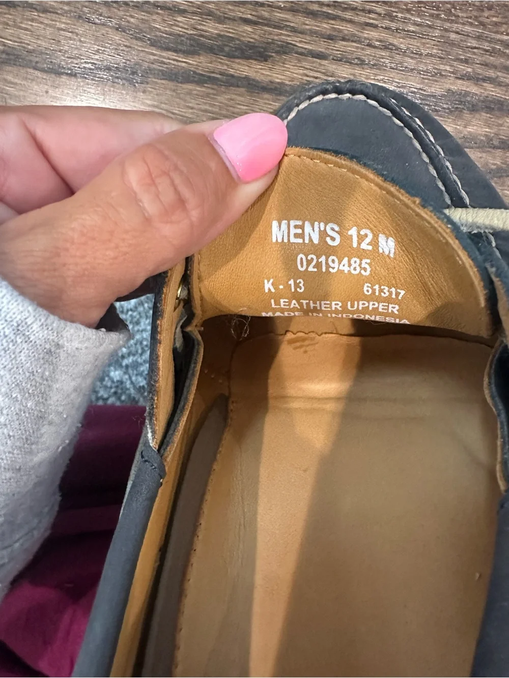 Sperry Black Leather Boat Shoes with Cream Laces